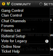 Screenshot of Legacy's Game Settings.